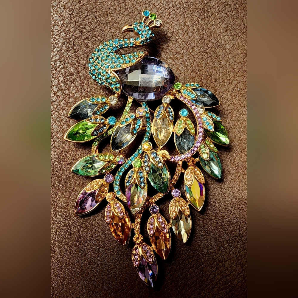 Colorful Peacock Brooch